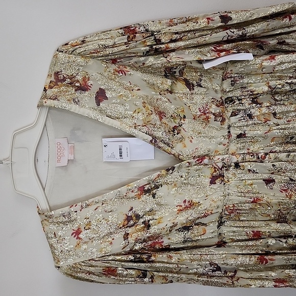 Rococo Sand Cara Mini Dress metallic gold floral free people womens Size large - Picture 3 of 15